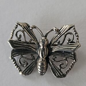 Vintage Butterfly Sterling E Brooch Pin